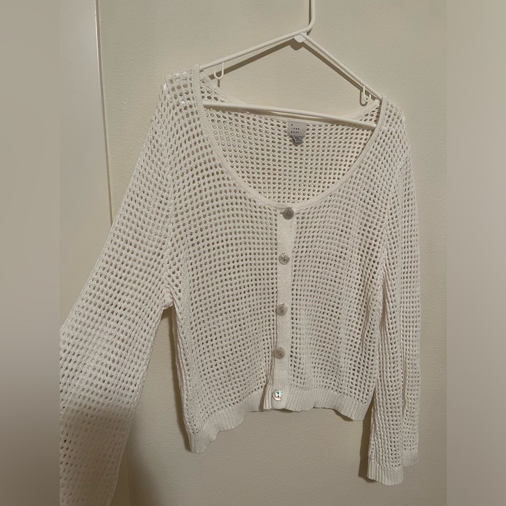 a new day Open-Knit Button-Up Cardigan